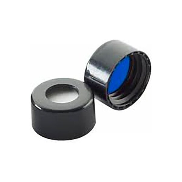Cp Lab Safety. Wheaton ABC 9mm Black Open Top Screw Caps with Blue PTFE/Silicone Liner, Case of 1000 W225334A-0401 - main